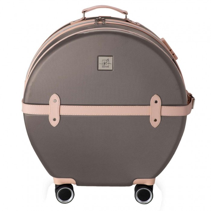 Чемодан Semi Line 24" M Коричневий/Рожевий Крем T5673-3 круглий ABS-пластик 49 л 4 колеса кодовий замок