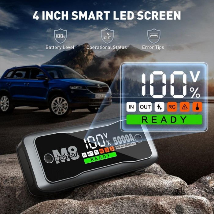 Пусковое устройство Jump Starter для автомобилей MOSTOOL M8 5000A 88.80Wh/24000mAh старт до 10 л, павербанк