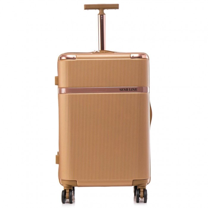 Чемодан Semi Line 24" M Золотой T5667-3 с кодовым замком 60 л ABS-пластик 4 колеса для авиаперелетов