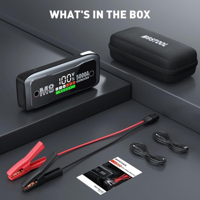 Пусковое устройство Jump Starter для автомобилей MOSTOOL M8 5000A 88.80Wh/24000mAh старт до 10 л, павербанк