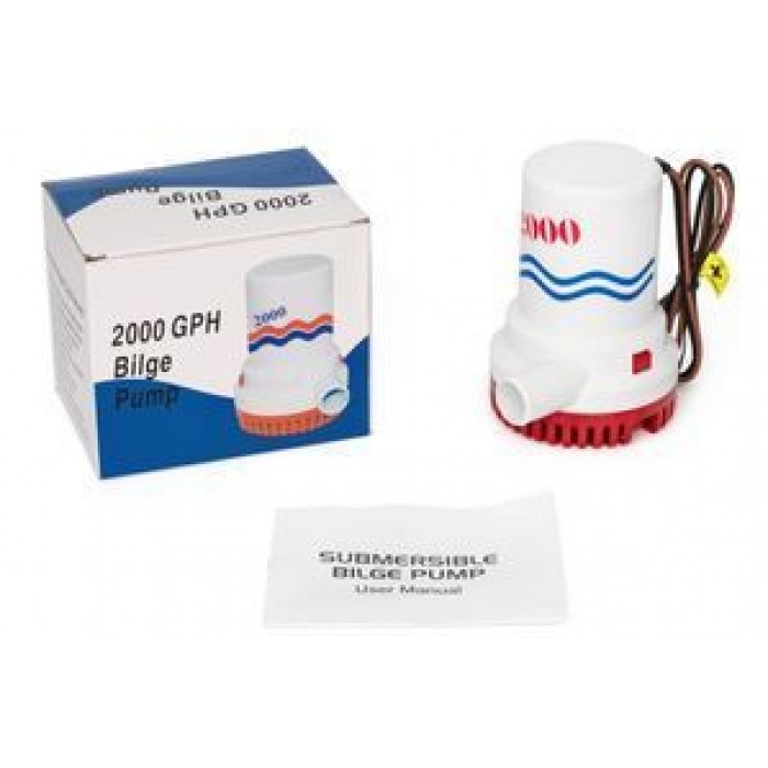 Помпа трюмная 126 л/мин 2000 GPH 12V WW-06208 для лодки и катера погружная мощный насос