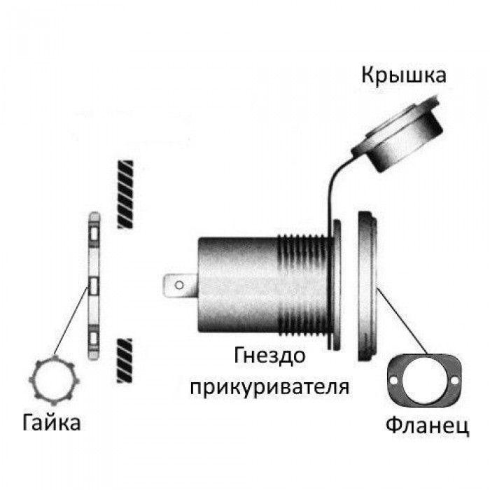 Гніздо для човна та катера прикурювача Osculati 14.517.01 12/24 У полікарбонат чорний герметичне кріплення