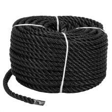 Мотузка Polyester 3 strand rope 6mm*30m black для швартування човна та катера зносостійка довжина 30 м