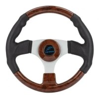 Рулевое колесо судовое для лодки и катера NAUTFLEX 161-H 340 мм под дерево 3 спицы анодированный алюминий