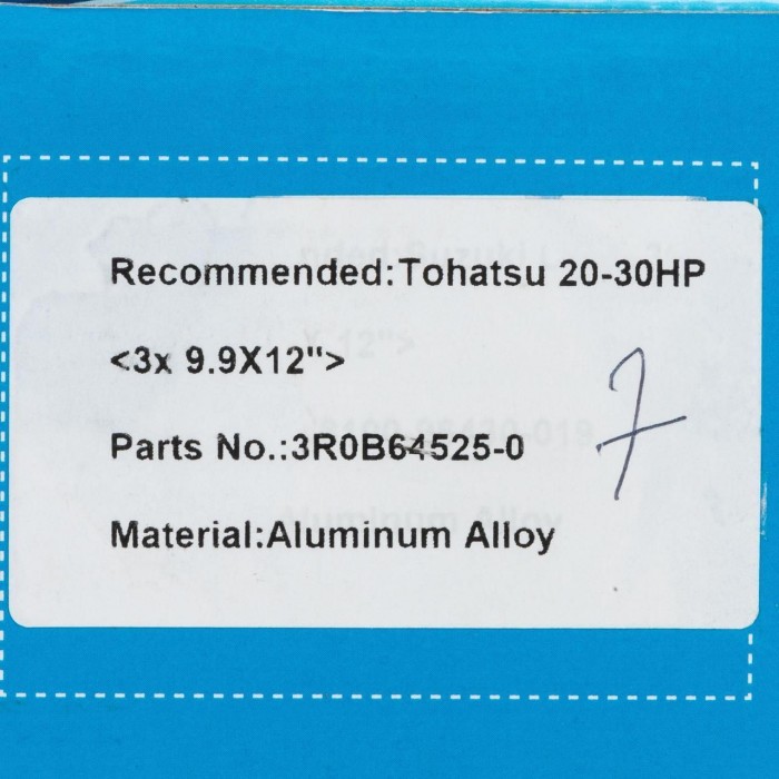 Гвинт гребний для моторів човнів MERCURY-TOHATSU-NISSAN 20-30 HP 30-930-01 ALU 3 лопаті крок 11" діаметр 9.9