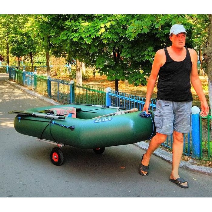 Надувная ПВХ лодка Ладья ЛТ-250 ЕВ двухместная гребная с цельным полом слань-книжка и переносным сиденьем