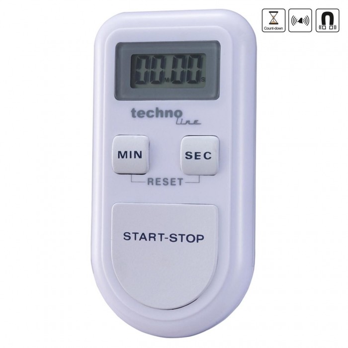 Кухонний таймер Technoline KT100 Magnetic White цифровий з магнітом, зворотний відлік до 100 хвилин
