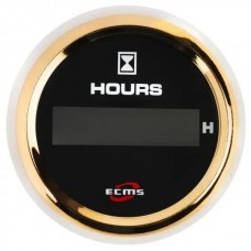 Счетчик моточасов судовой для лодки и катера ECMS HLH2-BG-HS 52мм золотая рамка черный дисплей 12V цифровой п
