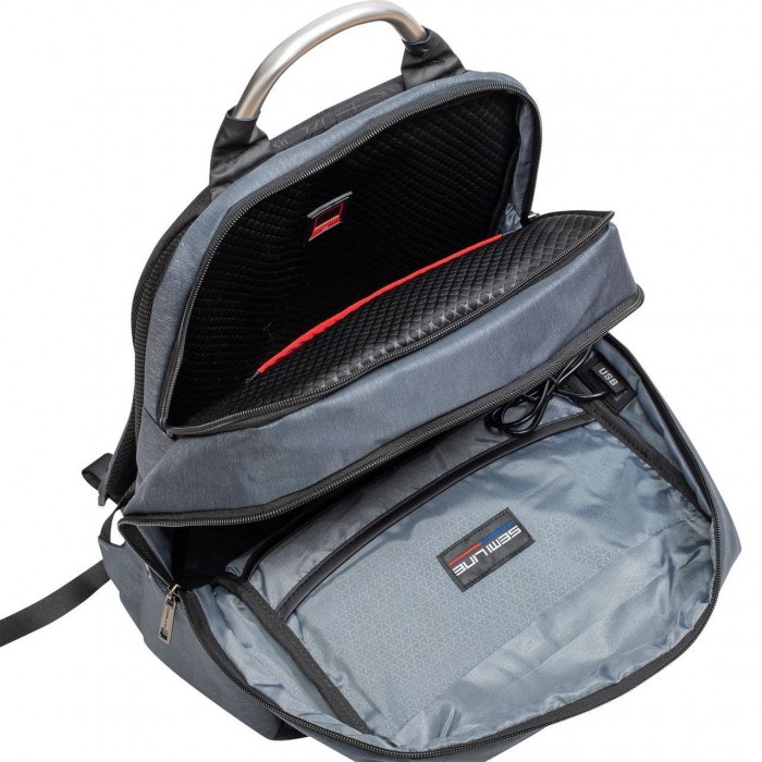 Городской рюкзак Semi Line USB 30 Серый P8002 для ноутбука 15.6" водоотталкивающий 30 л анатомический с USB