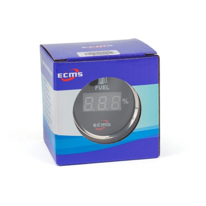 Цифровий паливний датчик ECMS CEF2-BS-240-33 52мм чорний 801-00038 СЕРІЯ ЕКОНОМ 12V оранжевий екран хромований