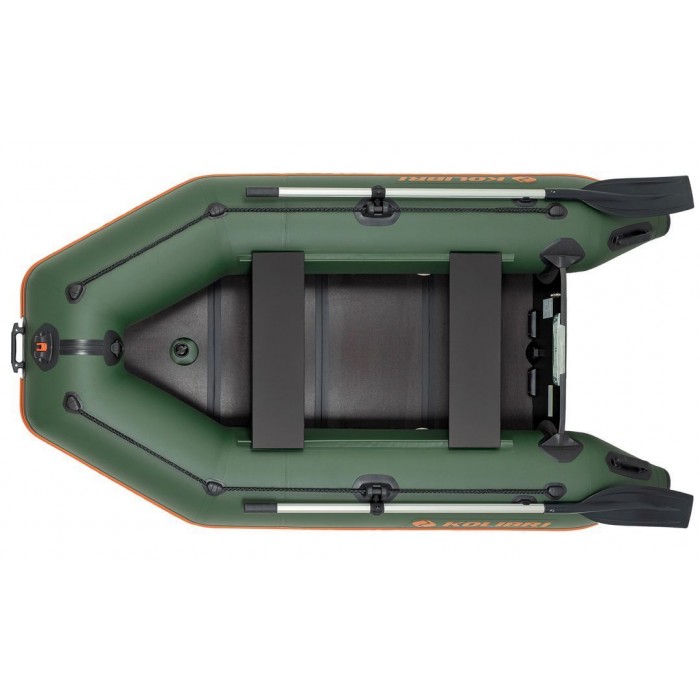 Колибри КМ-260Д (Kolibri KM-260D Профи) зелёная моторная килевая надувная лодка + слань-книжка