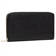 Женский кошелек Semi Line Black 3051-7 из искусственной кожи Saffiano, 14 слотов для карт, 2 отделения для