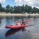 Надувна байдарка ПВХ Ладья Чайка ЛБ-480-3 комфорт жовто-червона для рафтингу та каякінгу на 3 місця