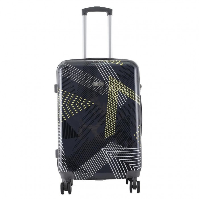 Чемодан Semi Line 24" M Чорний узор T5651-2 на 4 колесах з полікарбонату з кодовим замком