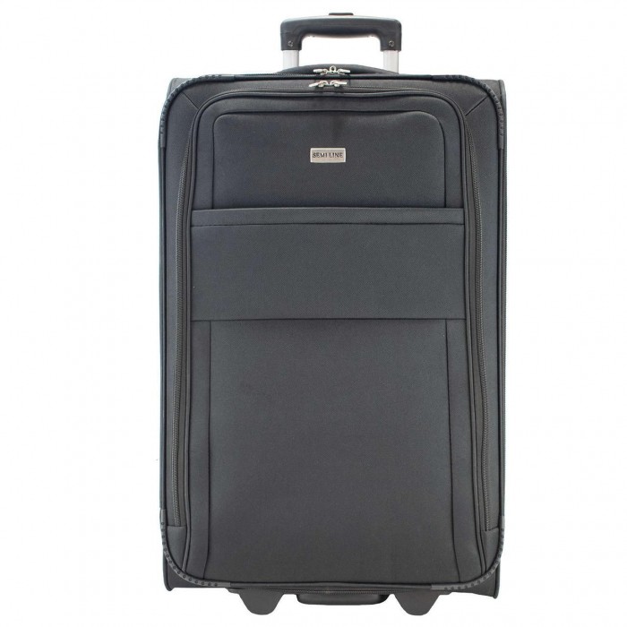 Чемодан Semi Line 28" L Черный T5601-4 объемом 98 л из полиэстера 600D с двумя колесами и карманами для докум