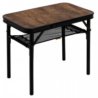 Стол Bo-Camp Woodbine 56x34 см Черный/Деревянный декор с регулируемой высотой 24/45 см для кемпинга и дачи