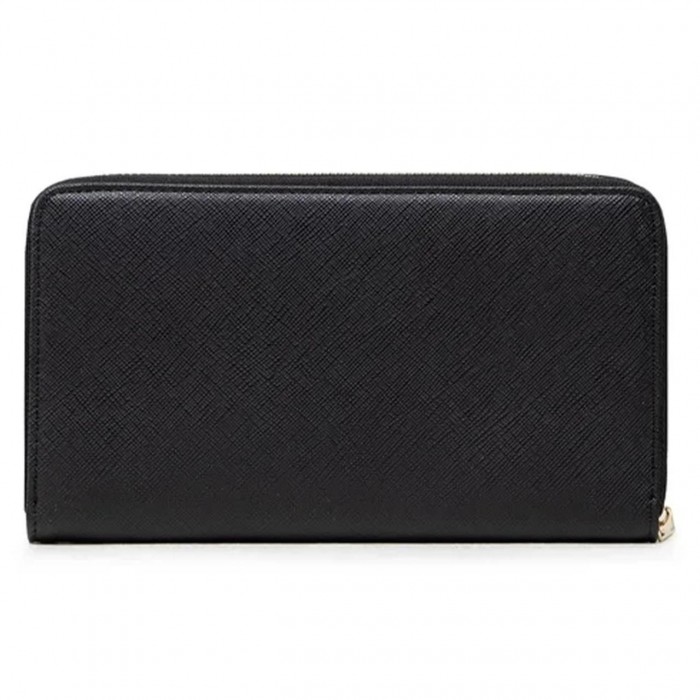 Жіночий гаманець Semi Line Black 3051-7 зі штучної шкіри Saffiano, 14 слотів для карт, 2 відділення для