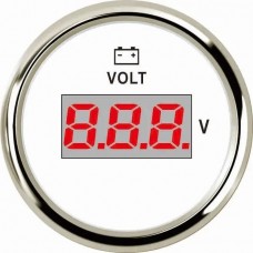 Цифровой вольтметр судовой для лодки и катера ECMS PEV2-WS-8-32 белый 8-32 V диаметр 55 мм