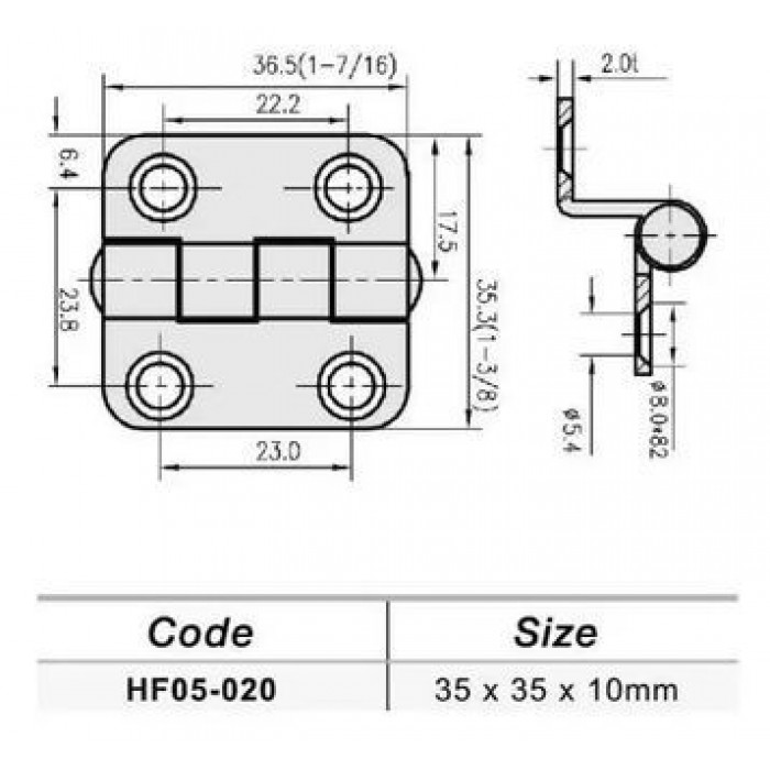 Петля судовая для лодки и катера Offset 35x35x10mm HF05-020 новая тип - петли прочная конструкция для