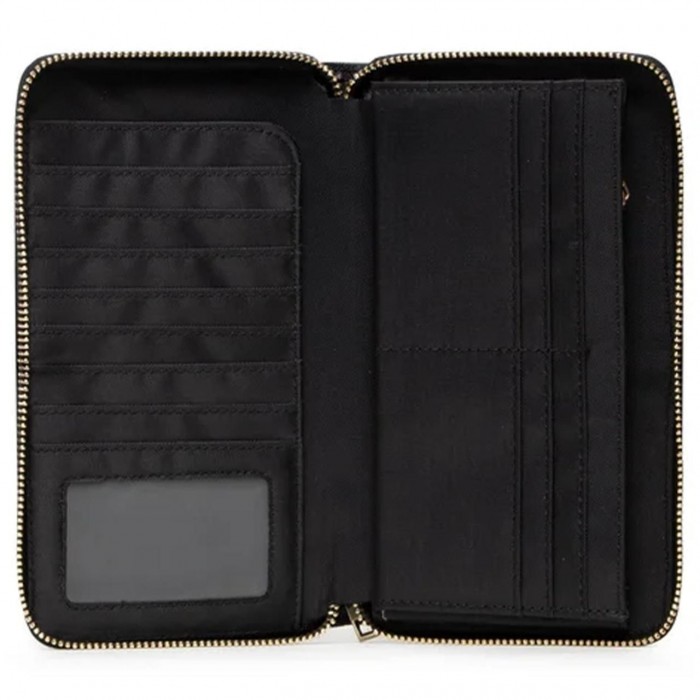 Жіночий гаманець Semi Line Black 3051-7 зі штучної шкіри Saffiano, 14 слотів для карт, 2 відділення для