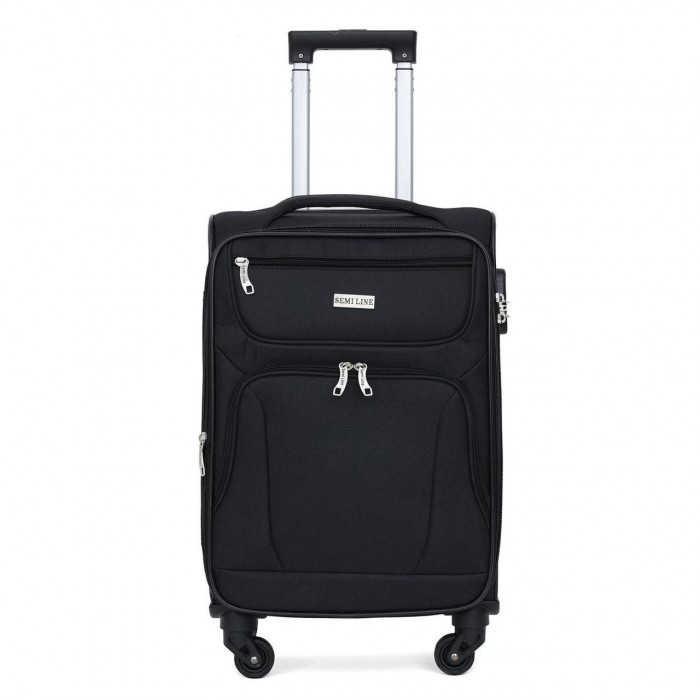 Чемодан Semi Line 20" S Чорний T5771-1 з розширенням, кодовим замком, 4 колесами та внутрішніми кишенями
