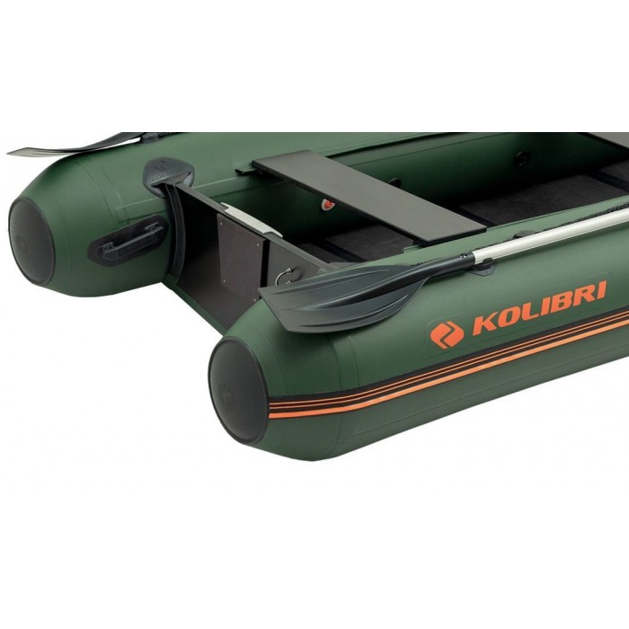 Колибри КМ-280ДЛ (Kolibri KM-280DL) зелёная моторная килевая надувная лодка + слань-книжка