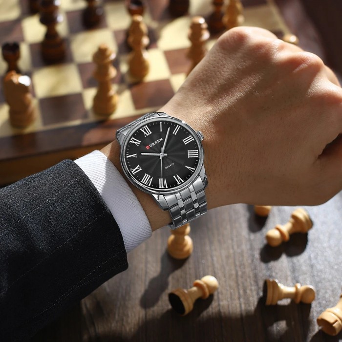 Curren 8422 Silver-Black
