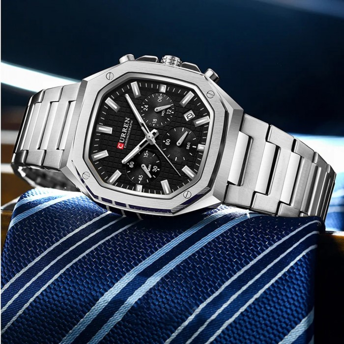Curren 8459 Silver-Black