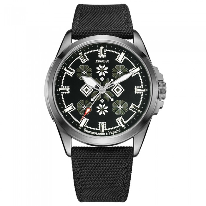Awarder Embroidery Silver-Army Green Black Battery 10ATM