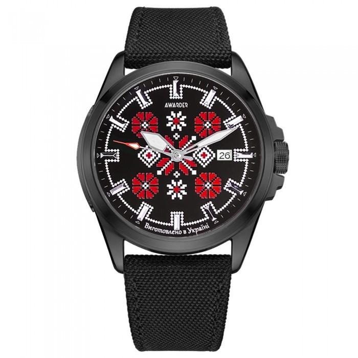 Awarder Embroidery Black-Red Black Automatic 10ATM