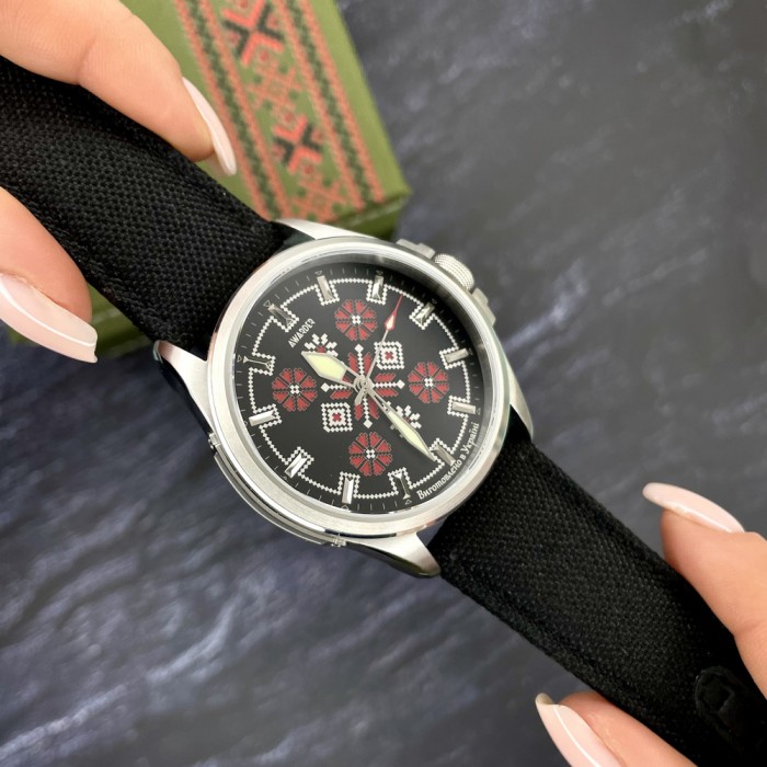 Awarder Embroidery Silver-Red Black Battery 10ATM