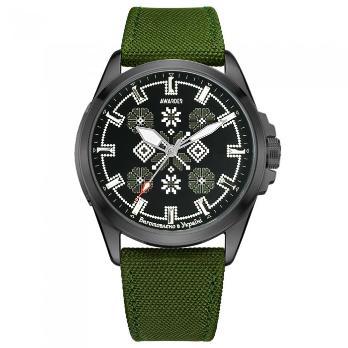 Awarder Embroidery Black-Army Green Green  Battery 10ATM