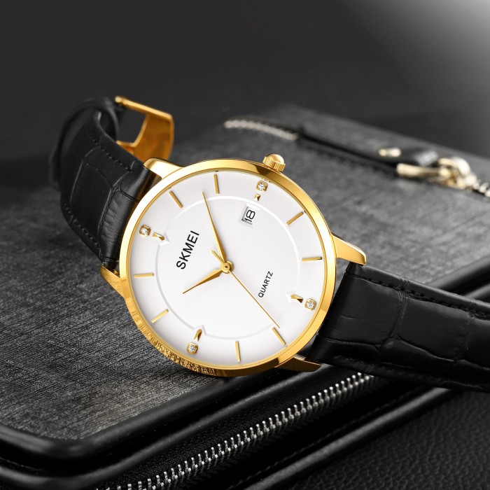 Skmei 1801LGDWT Gold-White Leather