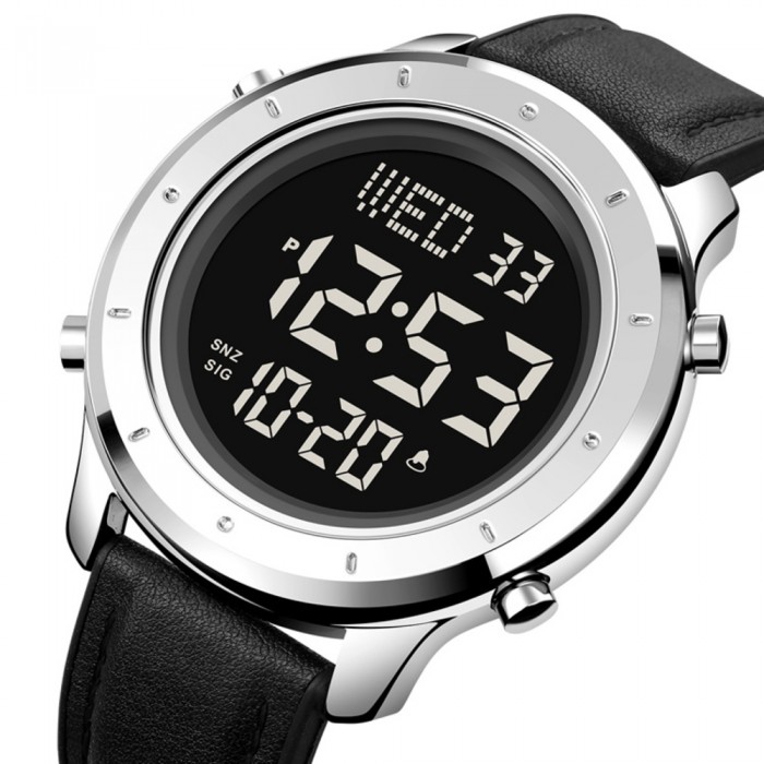 Skmei 1864LSIBK Silver-Black Leather
