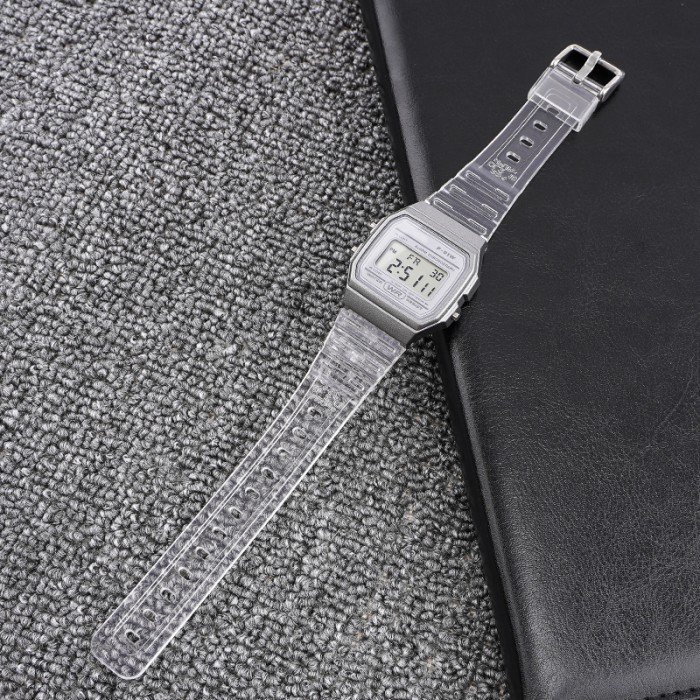 Ремінець для Casio G-Shock F-84/94/105, F-91W, AE1300 Jelly Transparent Silver
