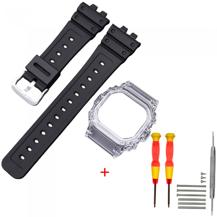 Ремінець + безель (рант) для Casio G-Shock GMW-B5000 Black Transp SI