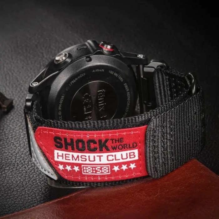 Ремінець для годинника Hemsut HGA142 Shock the world Garmin Black 22 mm