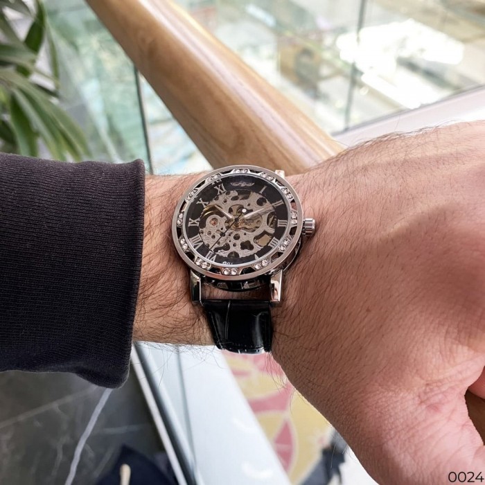 Winner 8008 Diamonds Automatic Black-Silver