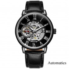 Forsining 8099A All Black Leather
