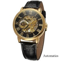 Forsining 8099A Black-Gold-Black Leather