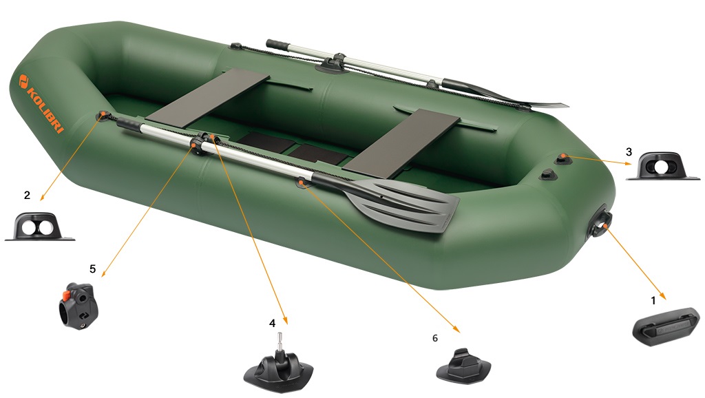 Фурнітура надувного човна Kolibri K-290T із серії Профі.
