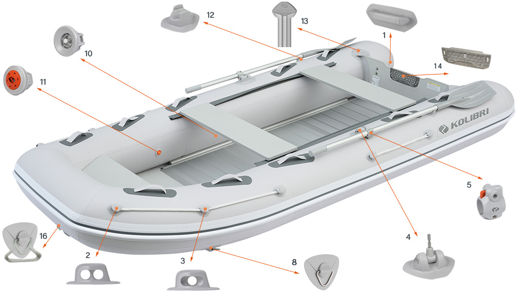 Фурнитура моторной лодки Kolibri KM-360DXL