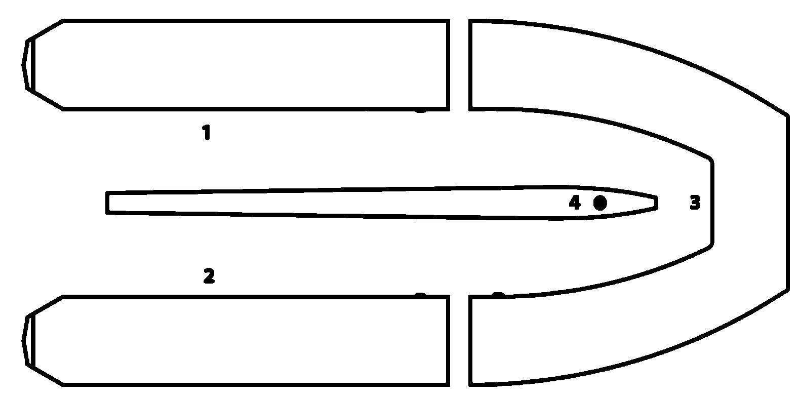 Схема відсіків човна Kolibri KM-360DSL серії Sea Line