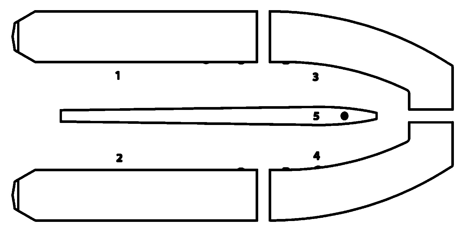 Схема отсеков лодки Колибри KM-400DSL серии Sea Line